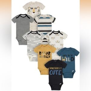 Onesies Brand 8 pack Short Sleeve Mix & Match Bodysuits Baby Boy Wild Animal 12m